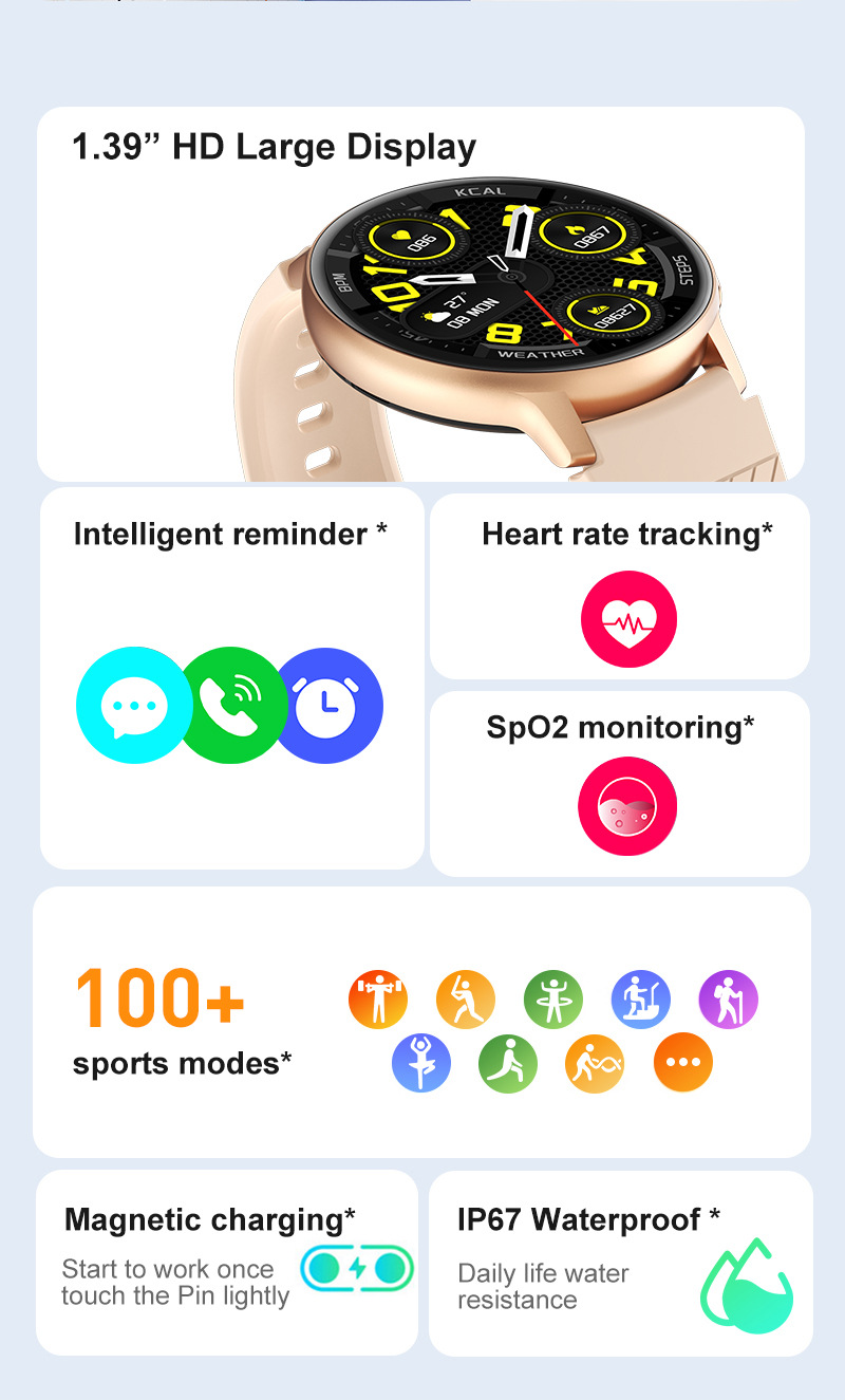 Smart Watch With Blood Pressure And Heart Rate Monitor Bluetooth_voghion.com