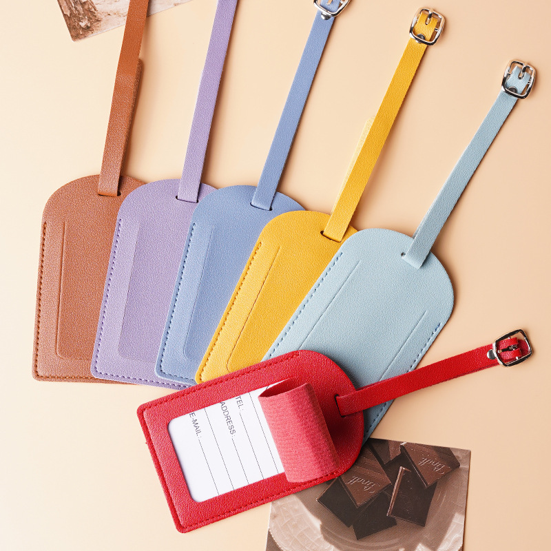 Cross-Border Pu Leather Luggage Tag Window-Type Multi-Color with Lanyard Name Card Luggage Tag Checked Boarding Pass