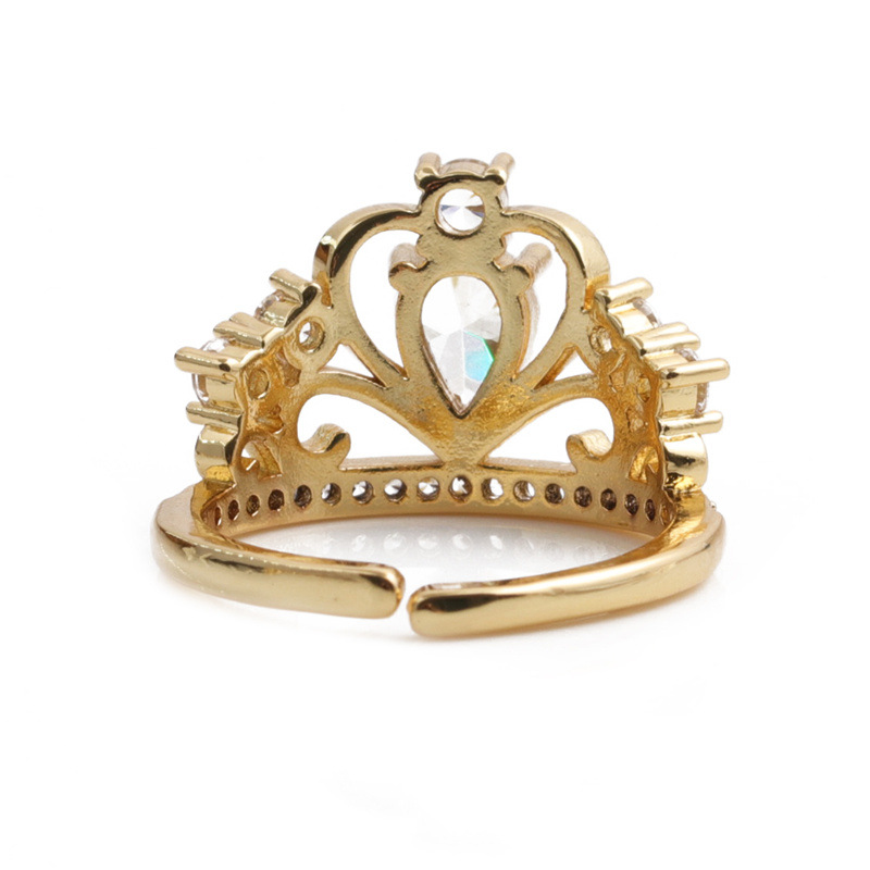 Fashion crown copper inlaid zircon rings wholesale