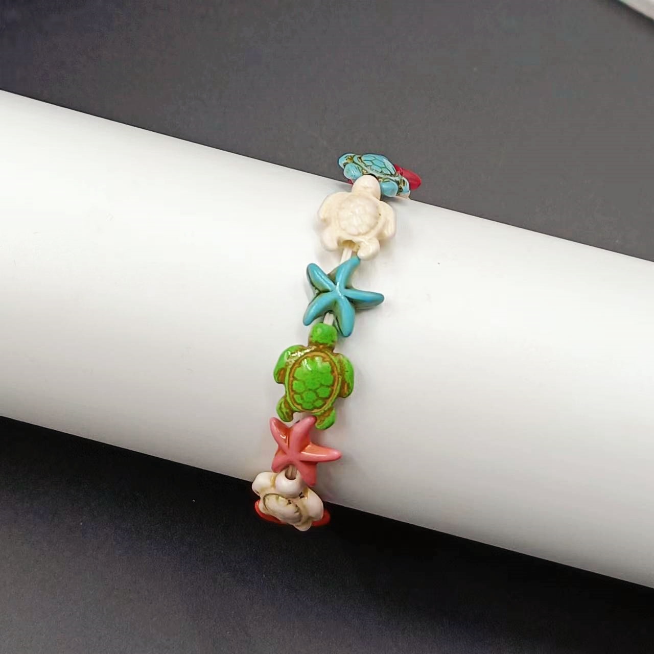 Ocean turquoise bracelet fashion personality trend bohemian style starfish turtle retro boys and girls bracelet