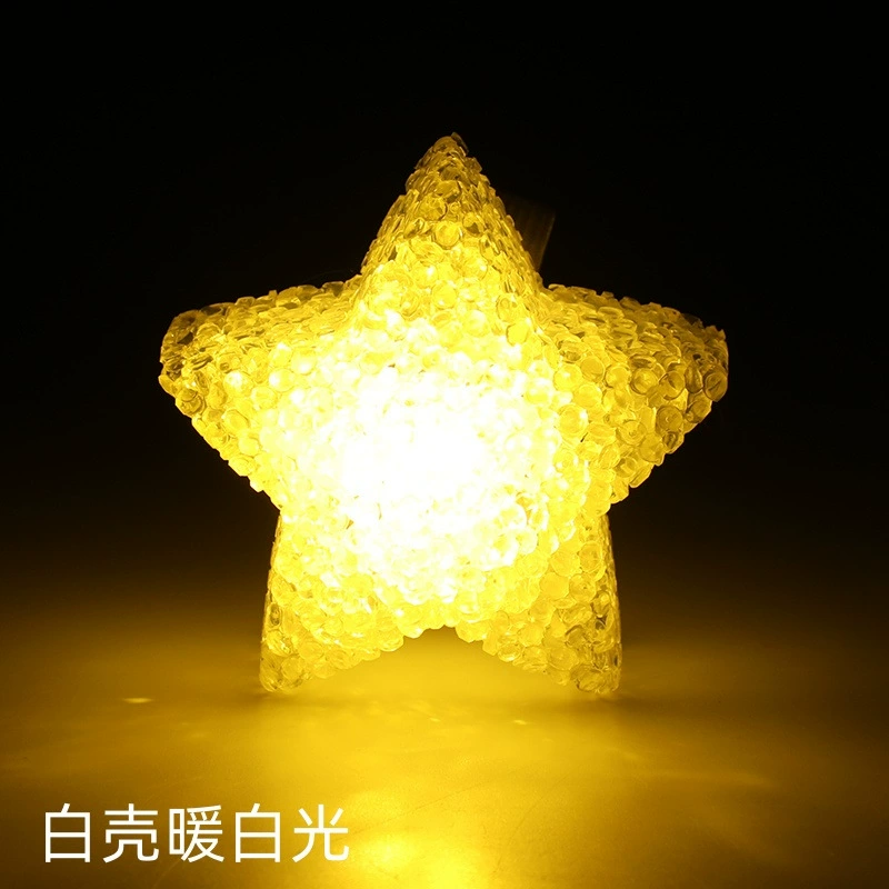 Handheld star light prop, LED multicolor, sizes 8/10/15/20 cm, wrist strap or handheld