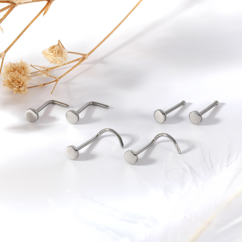 G23 Titanium Nose Nail Round Cake 5-Character 7-Character S Rod L Rod Nose Curved Nose Ornament Princess Series Nose Piercing Jewelry detail image 8