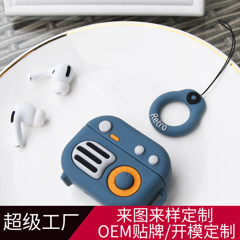Cartoon retro silicone protective case for Apple AirPods Pro 3rd generation earphones.