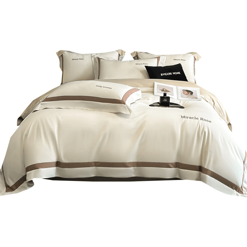 Cama de algodón de lujo ligero de alta gama de cuatro piezas de algodón 2025 nueva ropa de cama de tres piezas con funda de edredón de alta calidad