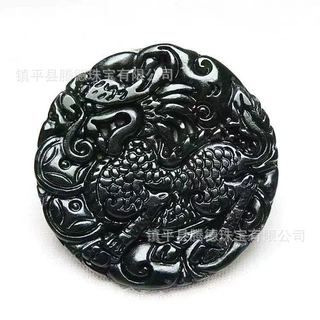 批发天然药王石圆麒麟墨绿玉好运吊坠玉石蛇鳞貔貅精致男女吊坠