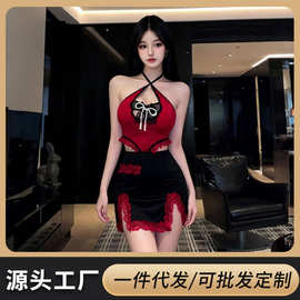 妧泱情趣内衣性感火辣拼色蕾丝诱惑吊带紧身包臀裙连衣裙女qqny