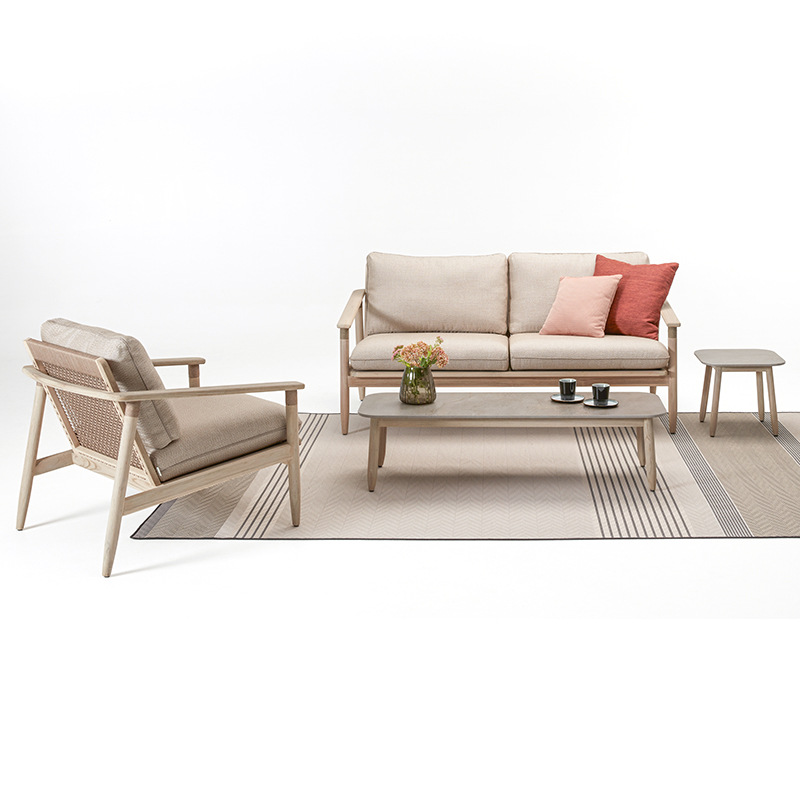 Sofá de madera maciza para exteriores, para patio, jardín, hotel, villa, ocio al aire libre, teca anticorrosión, muebles resistentes al agua y a la intemperie. image 5