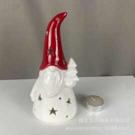 陶瓷圣诞老人烛台欧式圣诞老公公造型T蜡烛台创意圣诞节日摆件