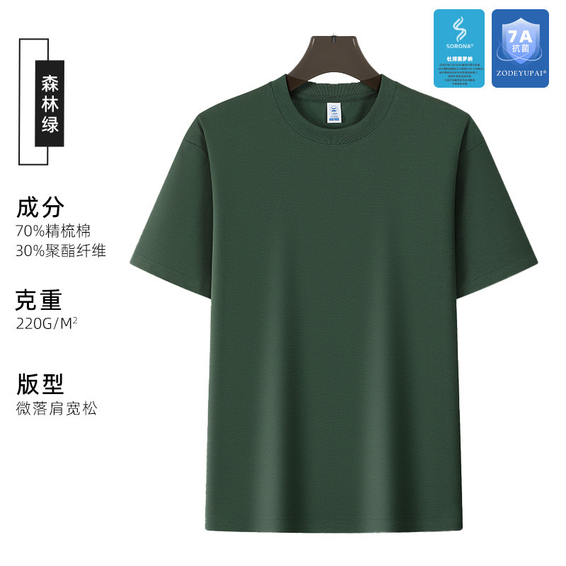 Camiseta Cultural de Manga Corta Antibacteriana Sorona 7A con Estampados y Bordados, Cuello Redondo, Ropa de Trabajo, Impresión de Logotipo Personalizado
