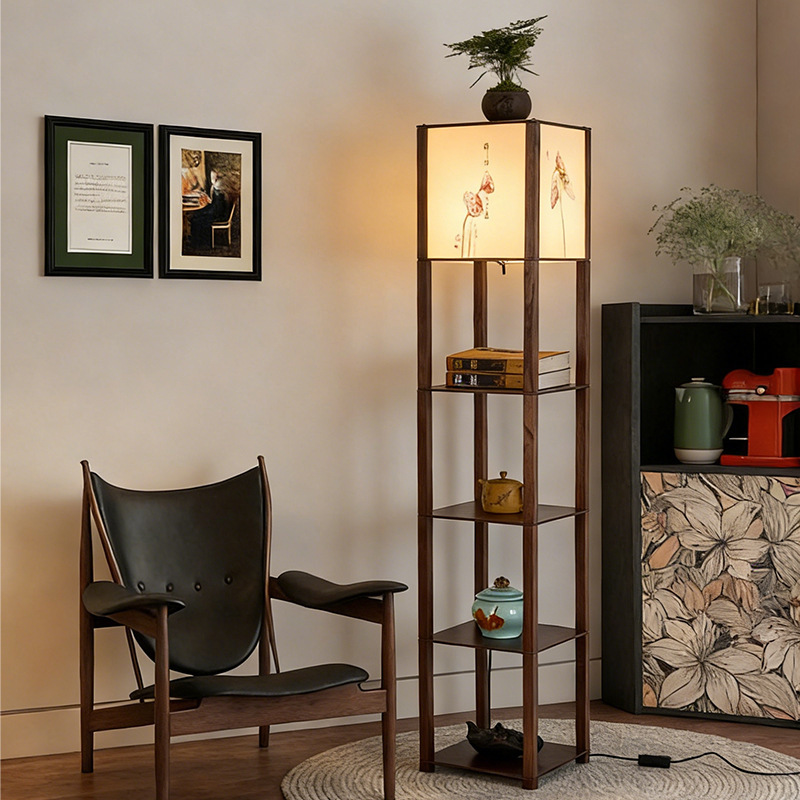 Song Dynasty Aesthetic Floor Lamp, Chinese-Style Living Room Sofa Side Shelf Integrated Decorative Atmosphere Lamp, Tea Room Standing Table Lamp Song Dynasty Aesthetic Floor Lamp, Chinese-Style Living Room Sofa Side Shelf Integrated Decorative Atmosphere Lamp, Tea Room Standing Table Lamp