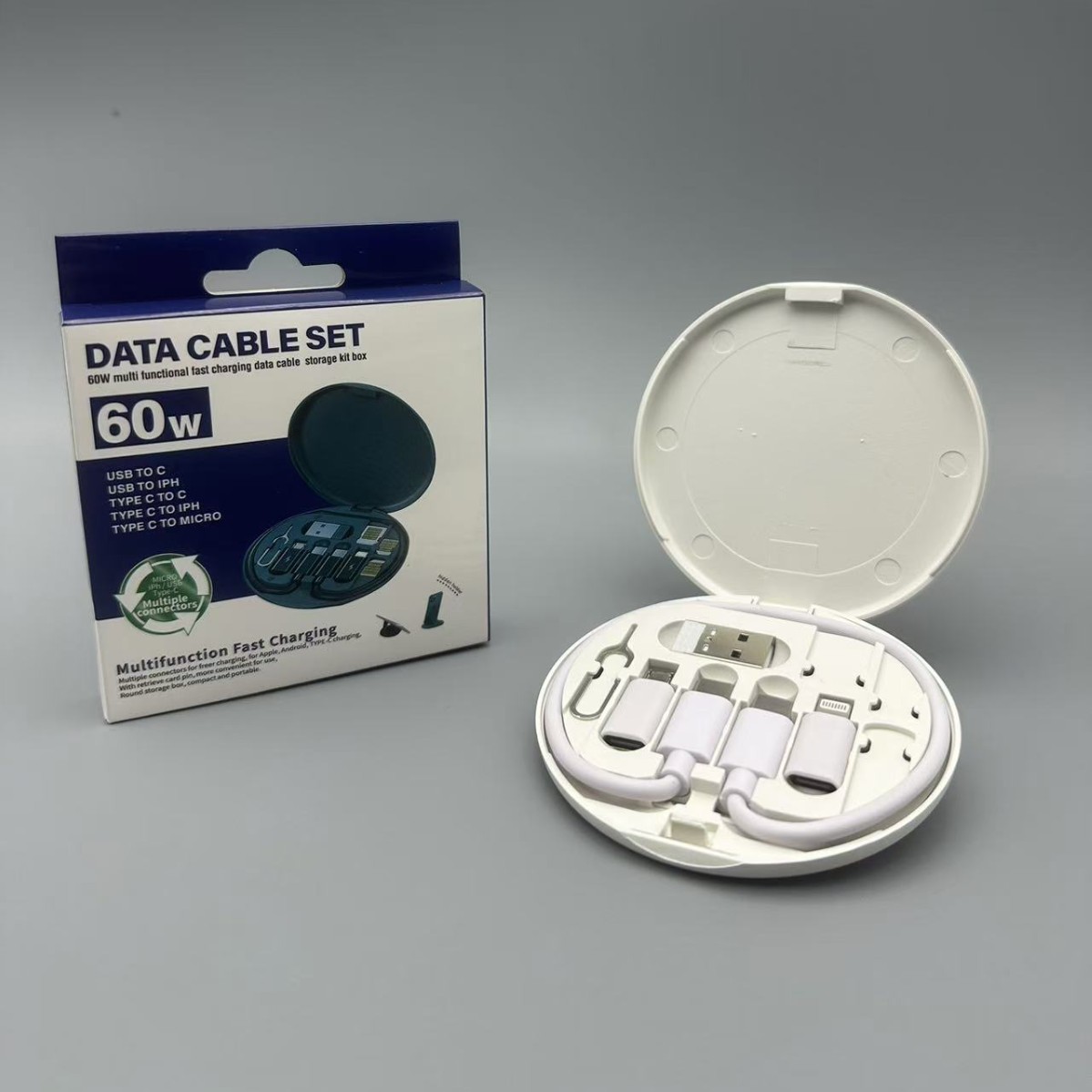 Caja organizadora multifunción 5 en 1 magnética para cables, con soporte para teléfono y carga rápida 60W – venta caliente transfronteriza.