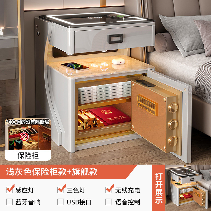 Una caja fuerte inteligente de cabecera de cama en 2024 nuevo moderno y simple dormitorio antirrobo armario de almacenamiento doméstico de tabla de roca