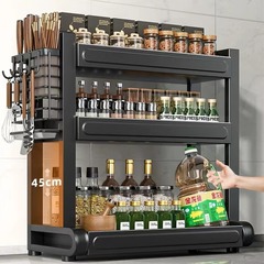 新しいキッチン多機能調味料ボトル収納ラック、箸とナイフホルダー、家庭用カウンター多層収納ラック、シンプル