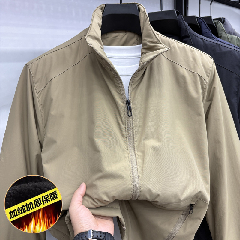 Paul Casual Jacket Men's Outdoor Windproof Fleece-Lined Cotton Warm Dad Autumn and Winter Tops Sports Jacket Men