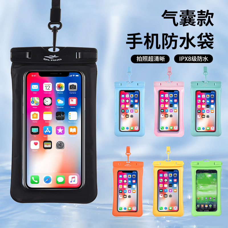 Especial de 7 pulgadas bolsa de aire ziplock bolsa para llevar teléfono móvil bolsa impermeable transparente caja del teléfono móvil pantalla táctil natación