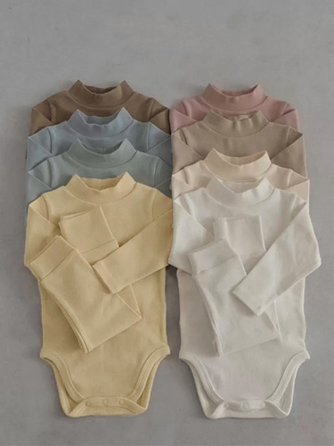 2026 Baby Autumn/Winter High Collar A-Grade Cotton All-in-One Suit + High-Waist Leggings Set Baby Home Clothing