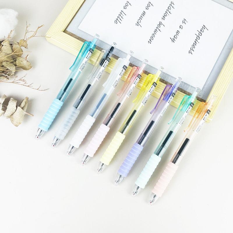 棉花糖云握刷题笔高颜值ins按动中性笔速干st头黑色碳素笔