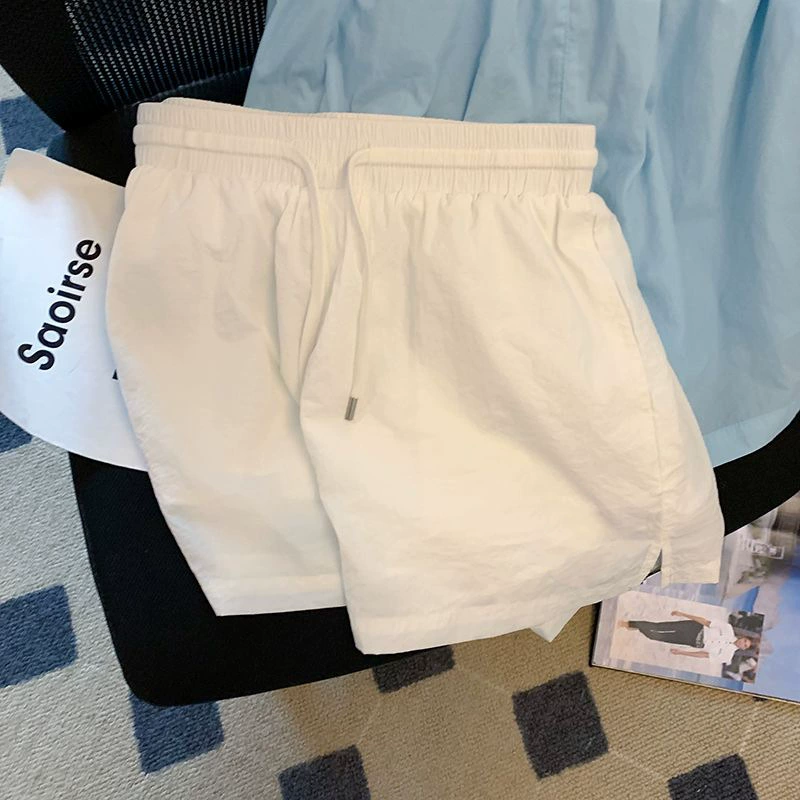 Ретро-спортивные шорты, тонкие брюки, американский стиль, свободный крой, oversize, высокий пояс