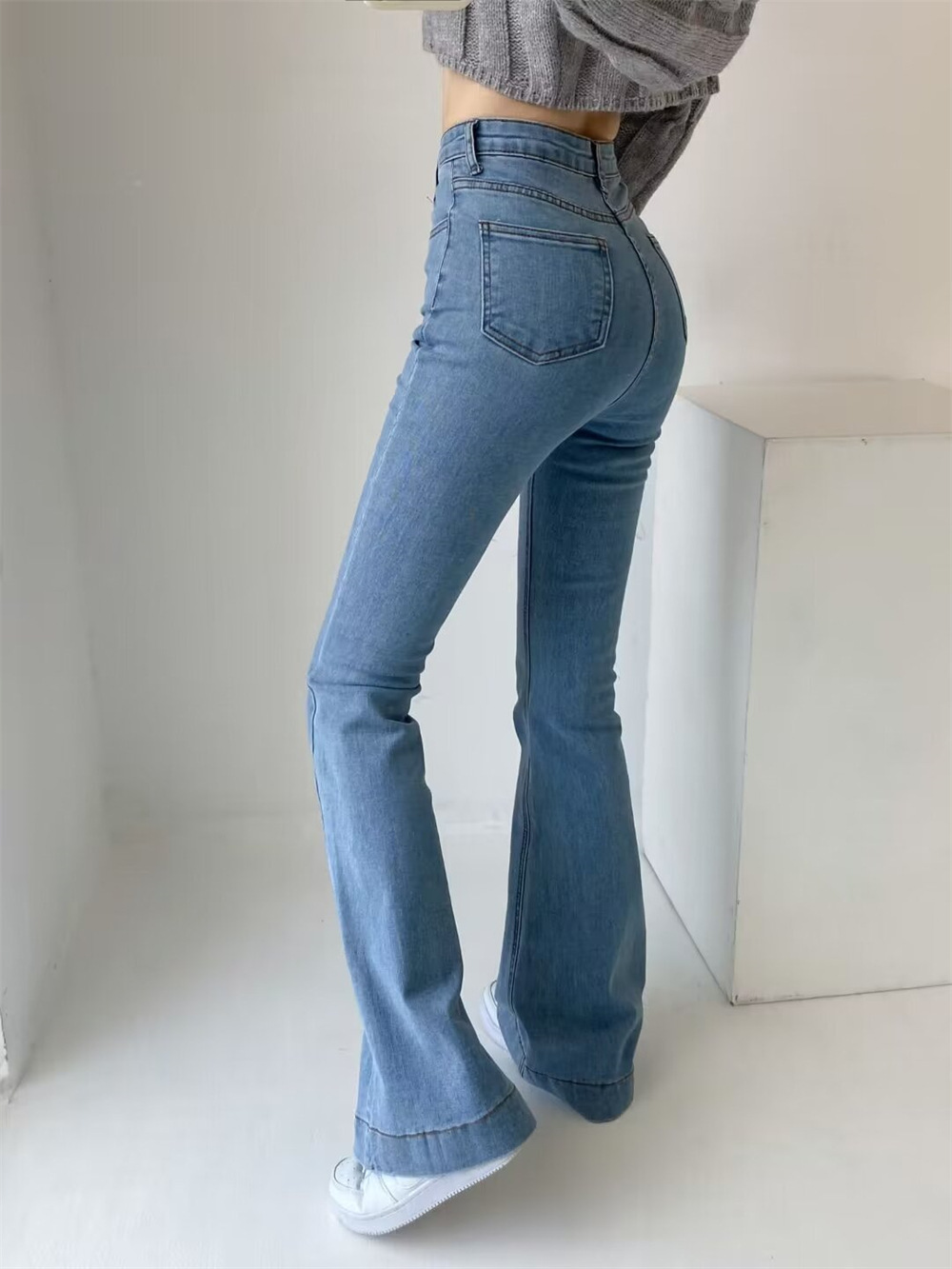 YPFF Trendy Women's Autumn New European And American Style Fashion Washed High-Waisted Slim-Fit Butt-Lifting Slight_ecoleips.com