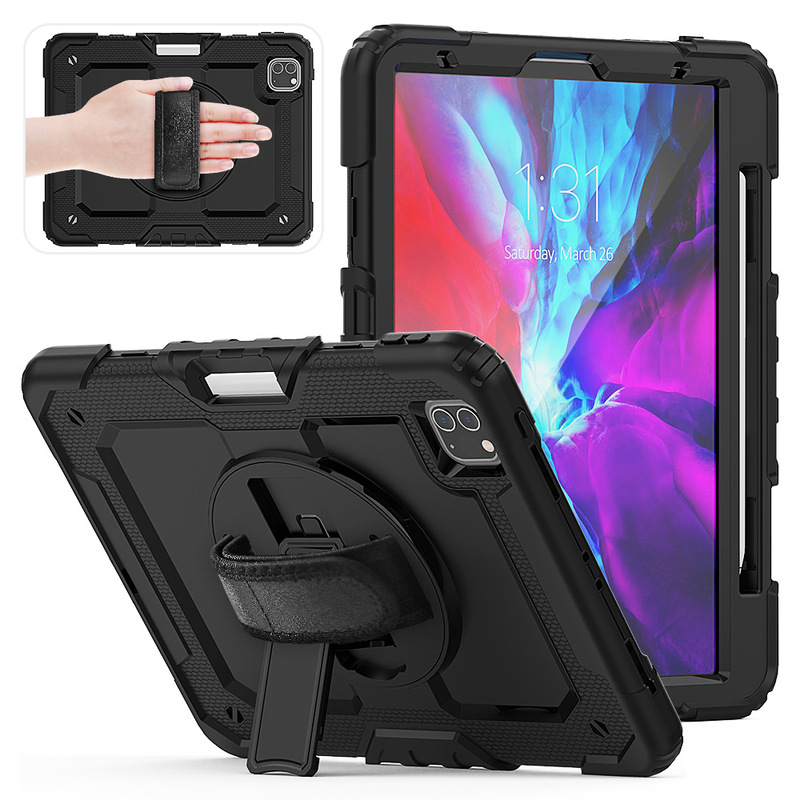 iPad Pro 12.9 2018 Strap Silicone Anti-Fall Tablet Case Pro 13 Rotating Pc Stand Protective Case