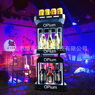 酒吧发光酒柜创意两层香槟洋酒酒架可定制KTV夜场移动酒水展示架