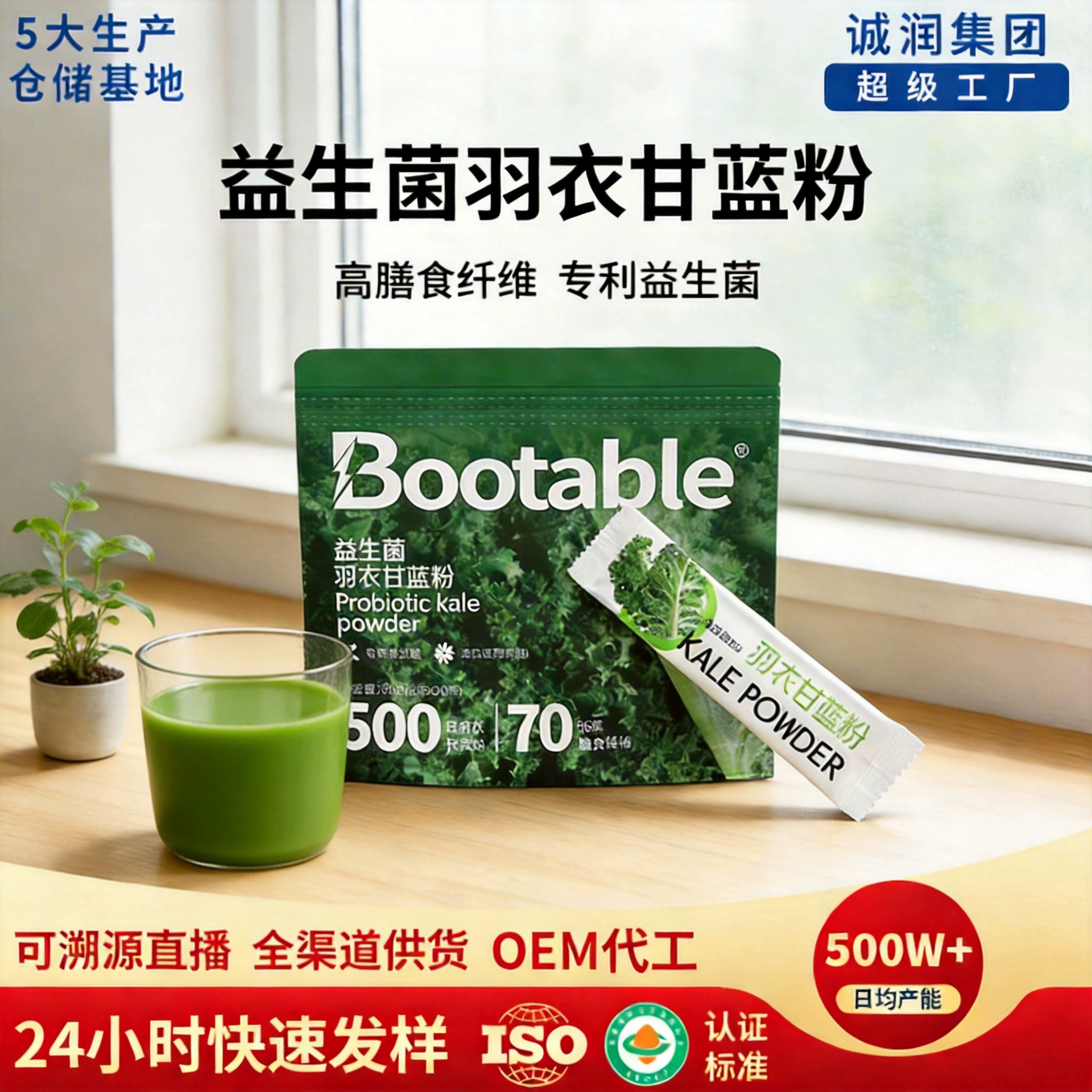 Порошок кейла с пробиотиками для приготовления диетического напитка, заменитель питания, фруктово-овощной порошок, оптовая продажа