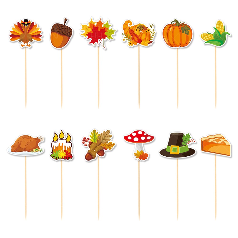 Nueva decoración de Acción de Gracias dar gracias tire bandera Turquía pastel plug-in otoño decoraciones del partido