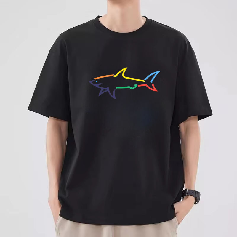 Shark Paul T-Shirt Is a Basic Cotton T-Shirt for Men and Women, Summer Round-Neck Casual T-Shirt, Korean Style Trend