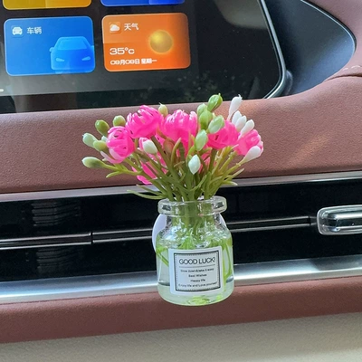Car Perfume Aromatherapy Vase Aromatherapy Car Air Conditioning - rose-red-jasmine-vase-with-an-air-outlet-aromatherapy-light-flavor