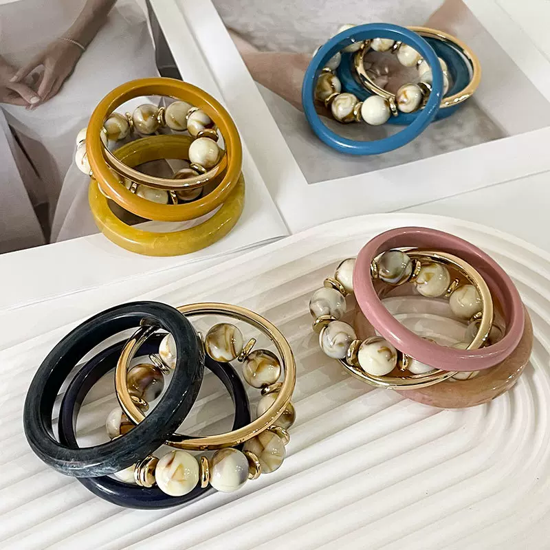 新款时尚女士手镯串珠套装树脂手链饰品 手工制作 跨境亚马逊专供