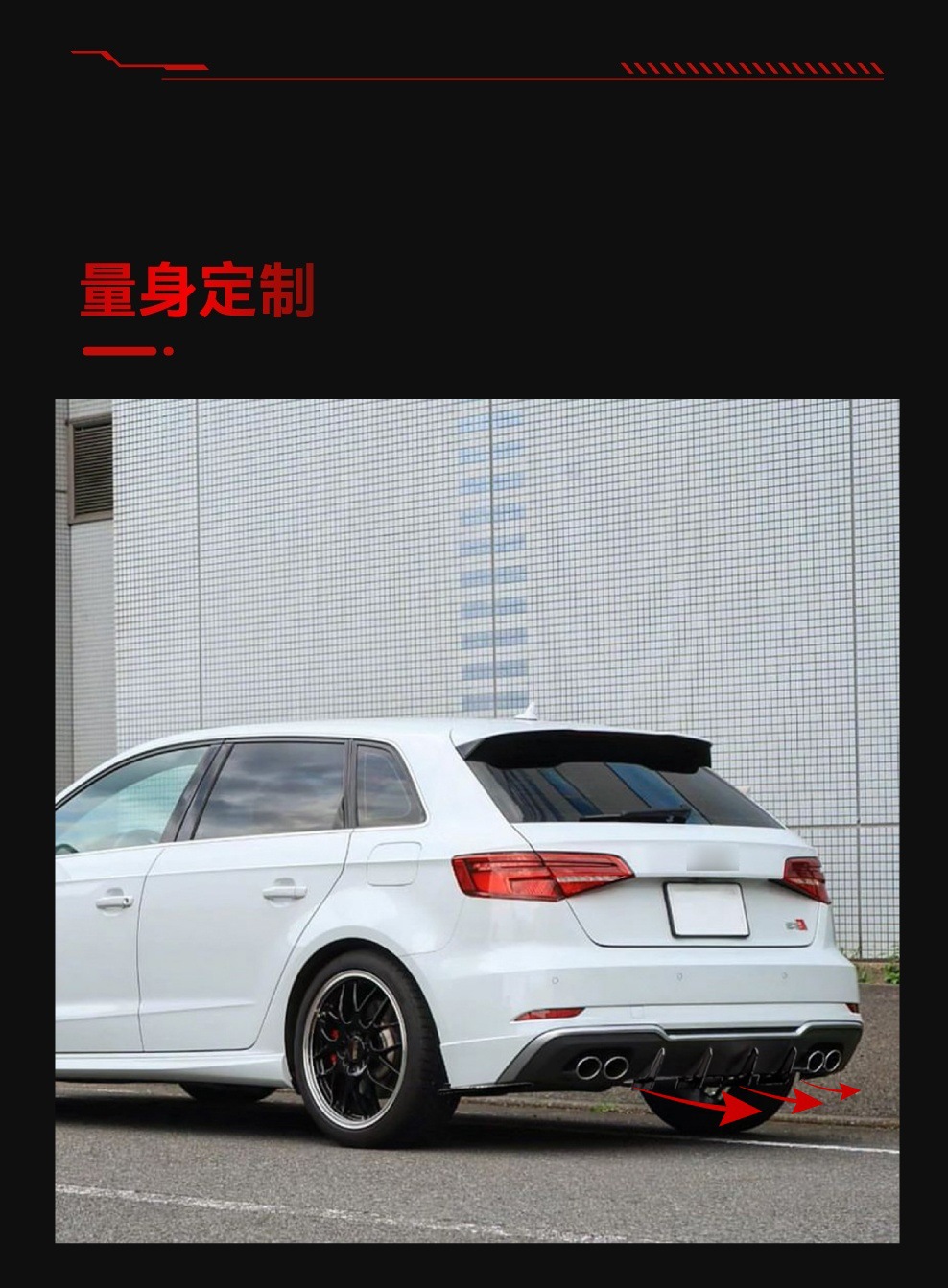 Applicable to 2017-2020 Audi A3 S3 8V hatchback version Hatchback tail lip rear blade spoiler modification parts