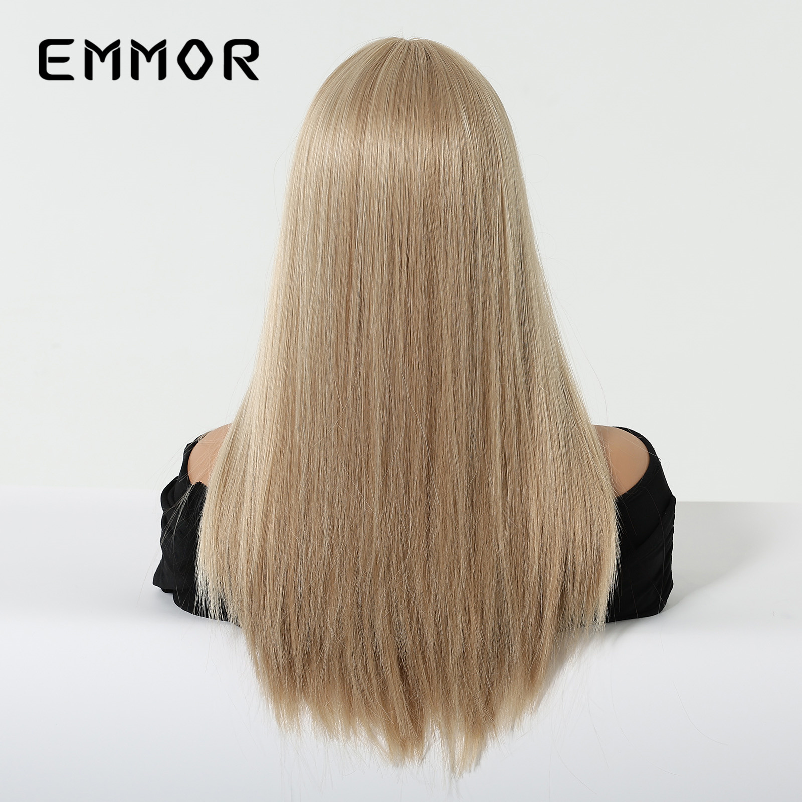 Cabello largo y liso, sin flequillo, marrón dorado, moda natural, venta caliente transfronteriza, pelucas europeas y americanas, cabello completo