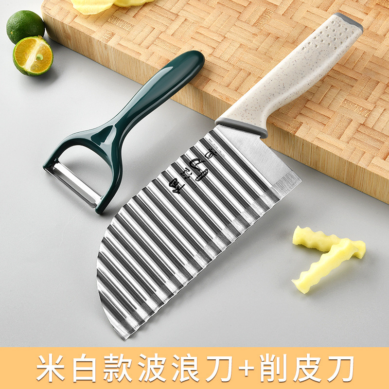 Cuchillo de cocina de dientes de lobo de acero inoxidable ondulado multifuncional espesar cuchillo cuchillo creativo de cocina patata nueva