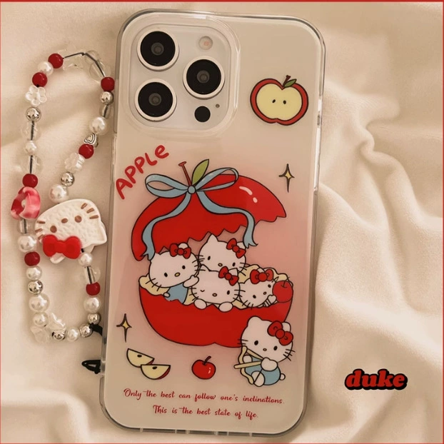 Hello Kitty, подлинный красный милый мобильный телефон, камера, живопись ручная
