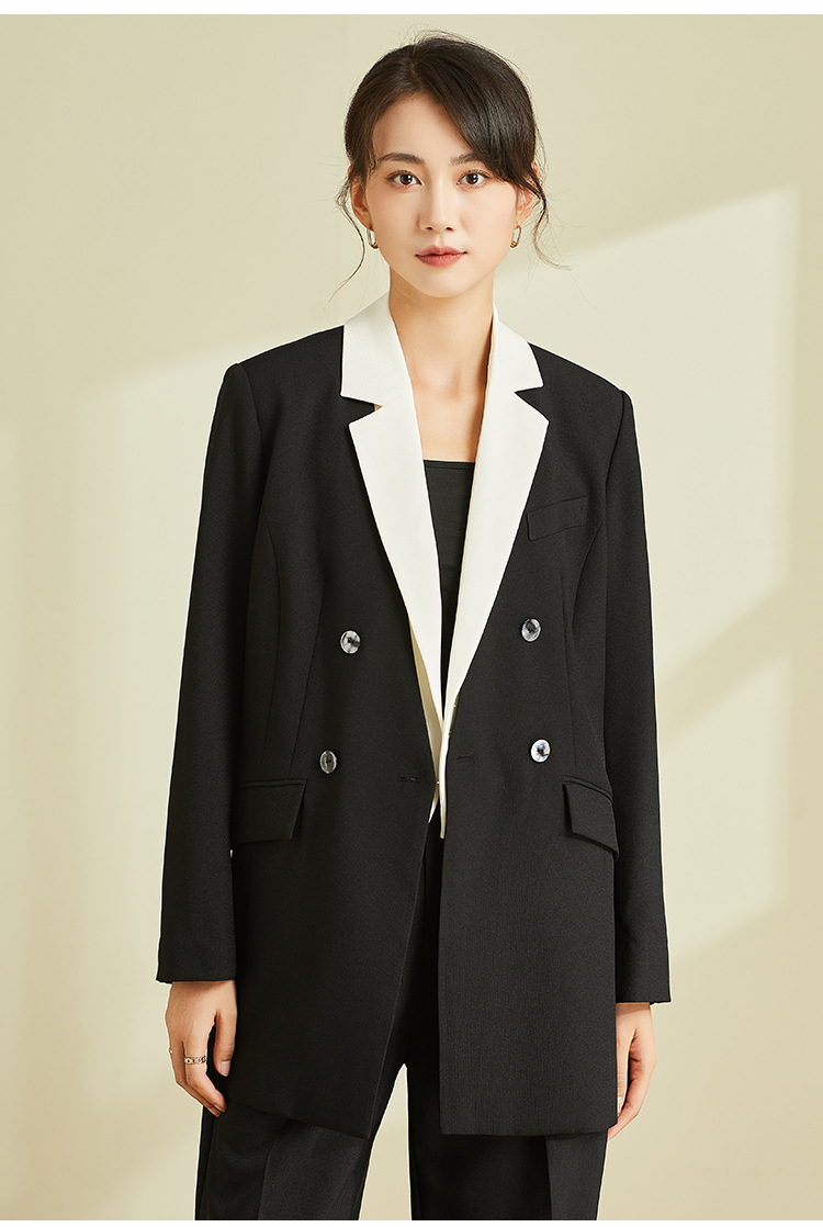 Áo blazer nam cổ chữ V thiết kế dây buộc, chất liệu vân, form slim — Màu Đen (không có cổ áo) chi tiết 21