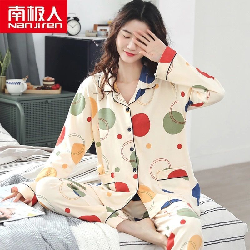 Algodón pijamas de primavera y otoño manga larga traje verano nuevo estudiante estilo coreano suelta desgaste dos