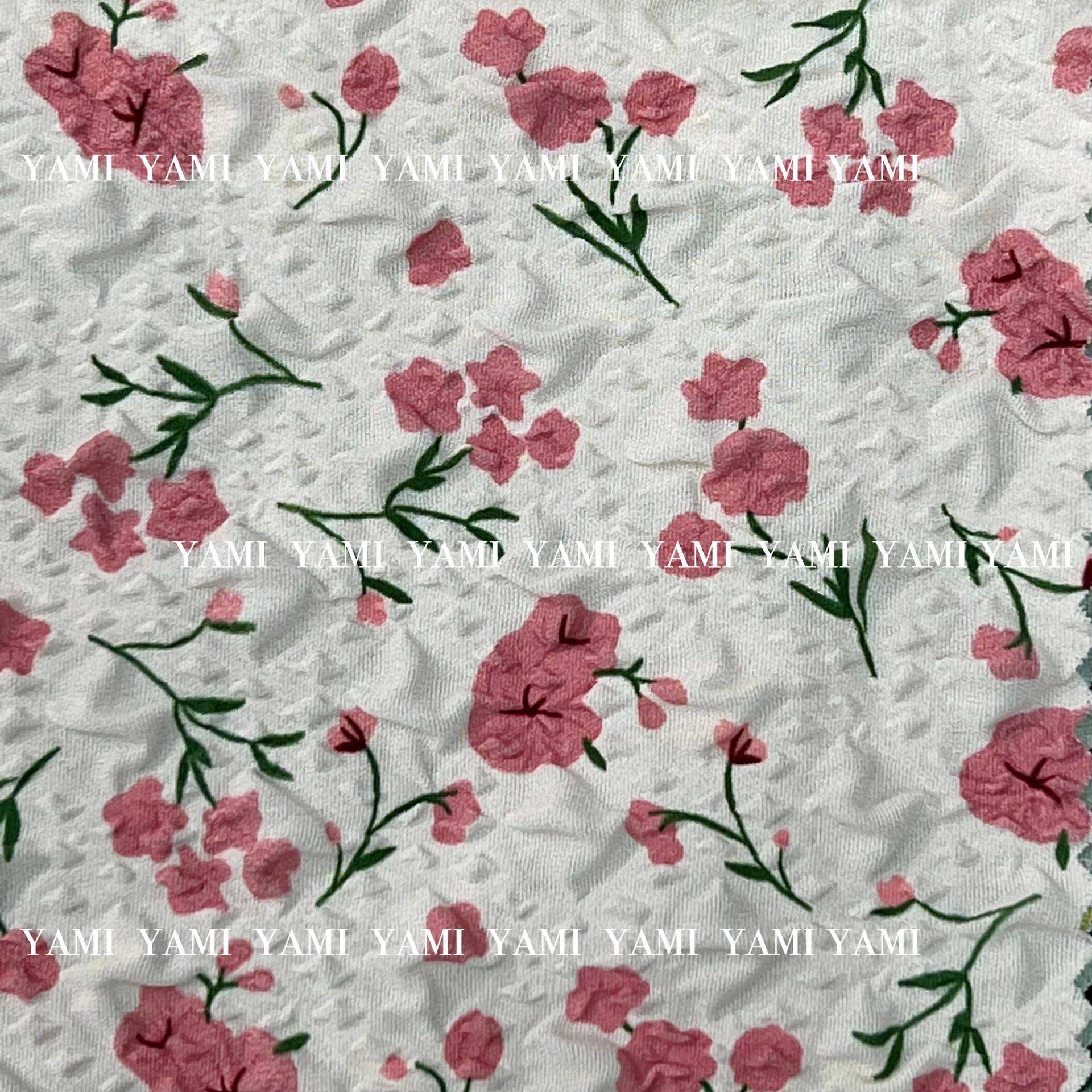 Suministro directo de fábrica burbuja tela de crepe tela de impresión pequeña camisa de vestir de verano floral impresión jacquard poliéster