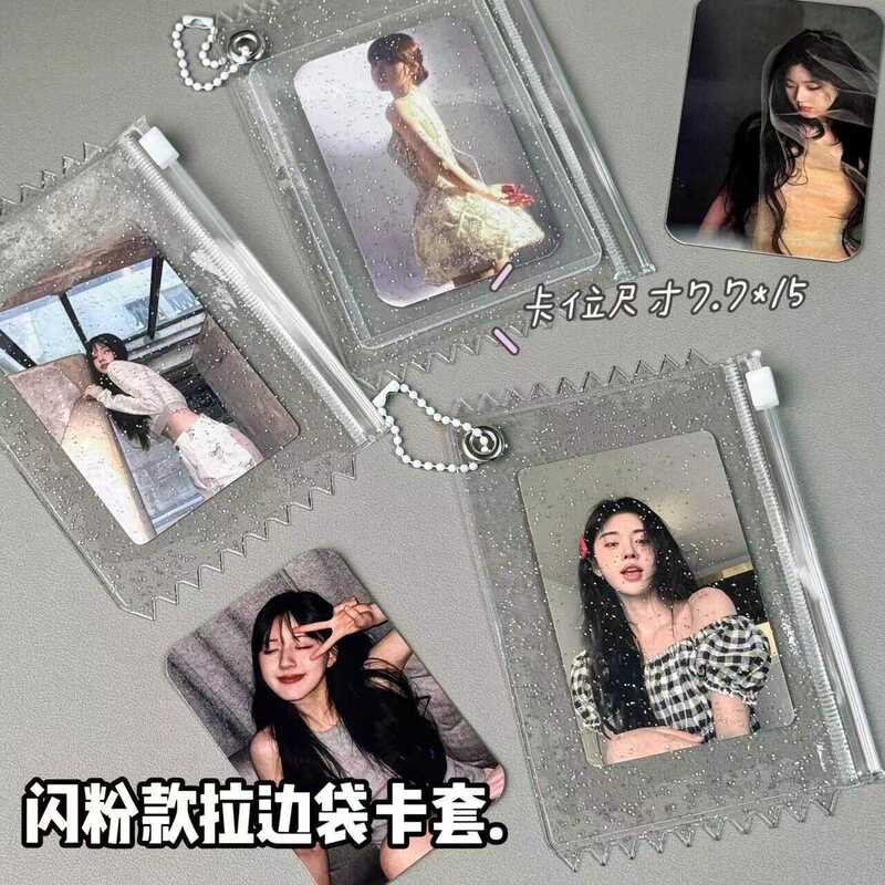 Transparent Glitter Storage Bag Card Holder Pvc Zipper 3inch Card Holder Card Set Pendant