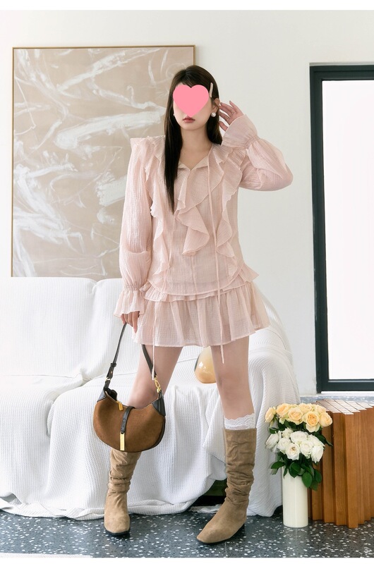 Julu Studio "Wishing Pool Girl" Slightly Plus-Size Girl's Ruffled Cake Skirt Set with a Shirt That Hides the Figure