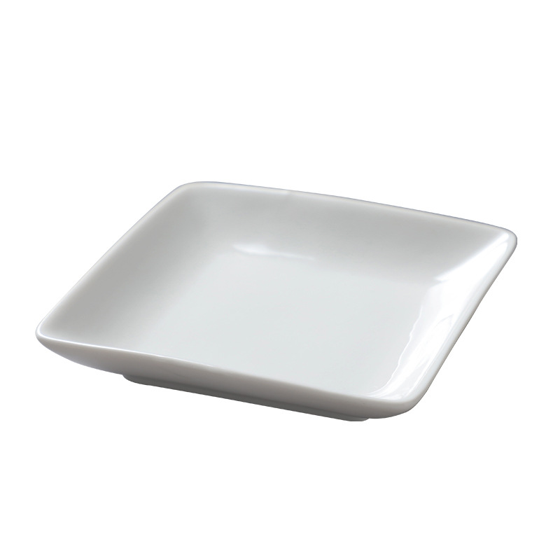 Plato cuadrado pequeño de cerámica de 5 pulgadas, blanco, para vapor/microondas, estilo cantonés