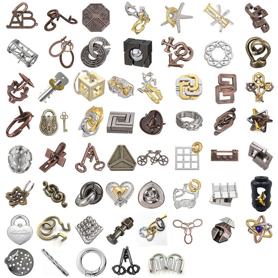 La magia del rompecabezas de oro de la aguja de herradura de bloqueo cuadrado desbloquear Luban bloqueo cerebro ardiente Kong Ming triángulo de bloqueo de la cadena de alta IQ pick-up