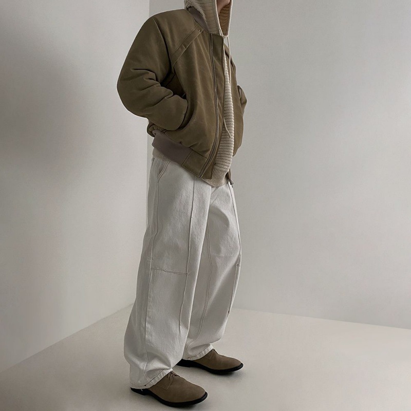 MYQ Vintage chaqueta de gamuza de algodón acolchado abrigo de los hombres de estilo coreano abrigo de algodón acolchado de invierno engrosada Chaqueta de algodón acolchado abrigo de ropa de trabajo