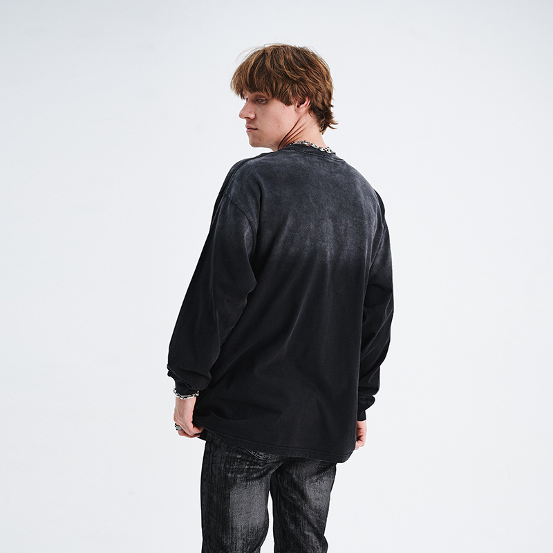 Moška oblačila, pranje, obešanje, barvanje, direktno pršenje, kričeč portret, tisk, spuščena ramena, ohlapna različica, trend par, majica s kratkimi rokavi_voghion.com