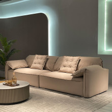 baxter意式轻奢极简全磨砂真皮大象耳朵沙发直排羽绒中厚头层牛皮