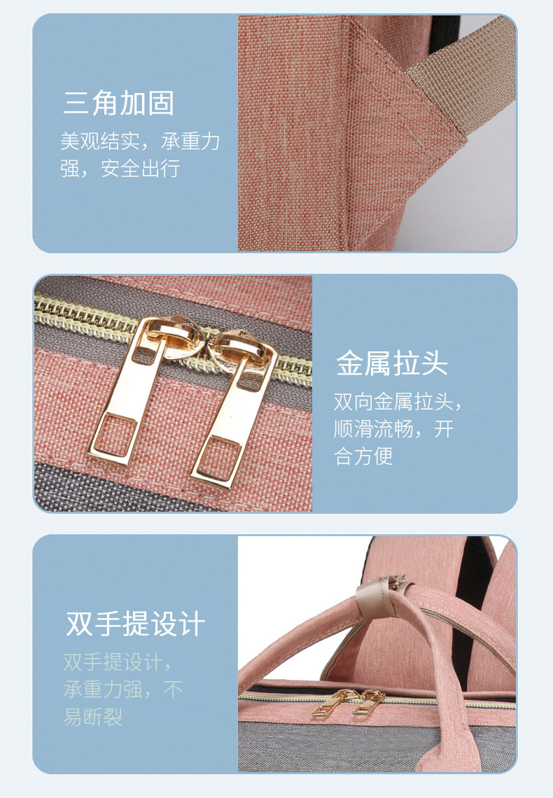 商品详情图_跨境新款升级折叠婴儿床妈咪包床双肩母婴包轻便婴儿