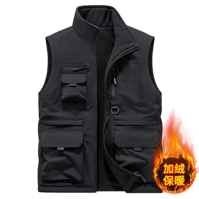 Chaleco de lana impermeable al aire libre abrazadera de caballo transfronteriza fuera de invierno fotografía de pesca multi-bolsillo chaleco de herramienta hombre personalizado