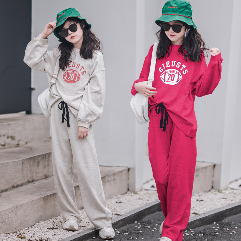 Traje deportivo de las niñas 2023 primavera y otoño nuevo traje de dos piezas de moda medio y niños grandes Padres-niño otoño moda ropa de los niños