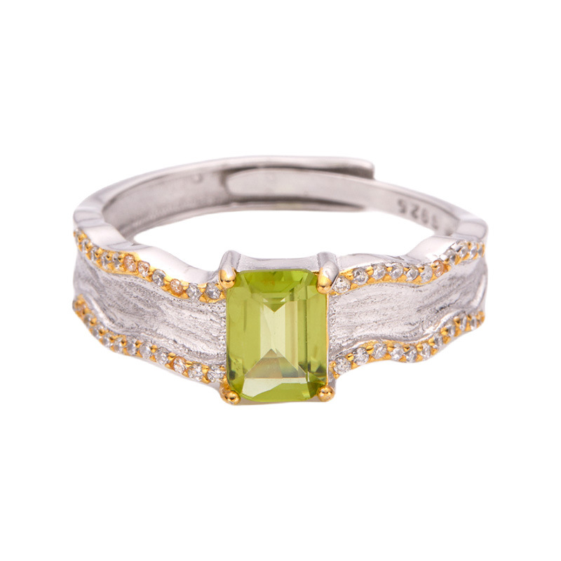 6g Weight Crystal Inlay Material Open Rings Classification Adjustable Ring Size 1 Piece Quantity Holiday, Daily Occasion 925 Sterling Silver Material Geometric Pattern Women's Gender Inlay Design Casual, Simple Style Style 925 Sterling Silver Crystal Geometric Open Rings 4