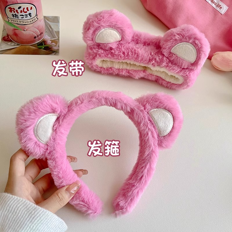 Banda de pelo de tres piezas para el lavado de cara de cangrejo diadema femenina banda de pelo de felpa Correa de muñeca de agua a prueba de humedad grutas de tocado de horquilla