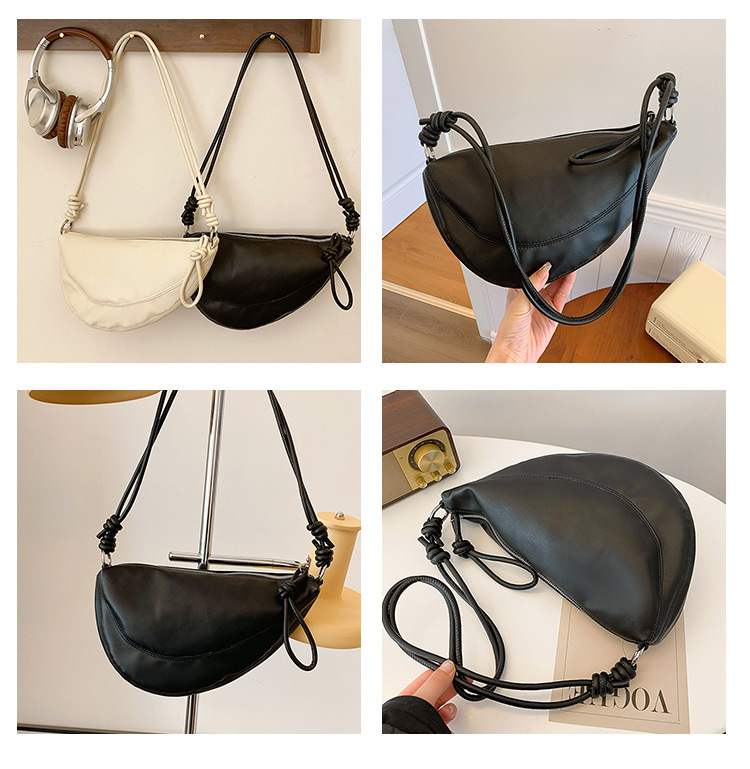 Women's Medium Pu Leather Solid Color Basic Semicircle Zipper Underarm Bag display picture 1